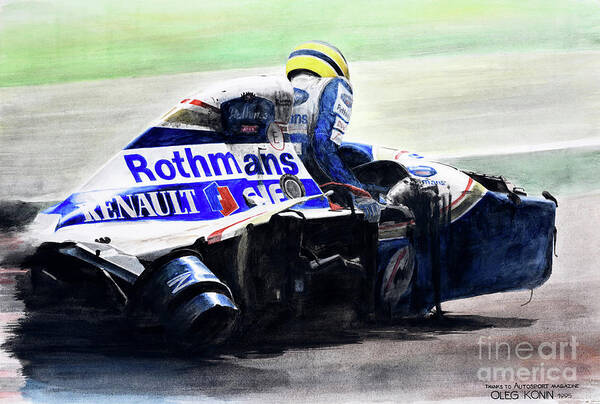 Ayrton Senna Art Print featuring the painting Formula Alone by Oleg Konin