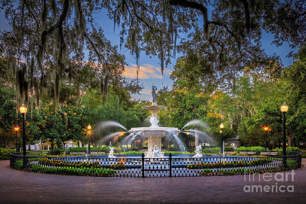America Art Print featuring the photograph Forsyth Park Fountain by Inge Johnsson