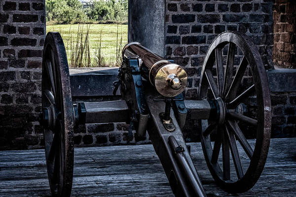 Marietta Georgia Art Print featuring the photograph Fort Jackson Cannon In Color by Tom Singleton