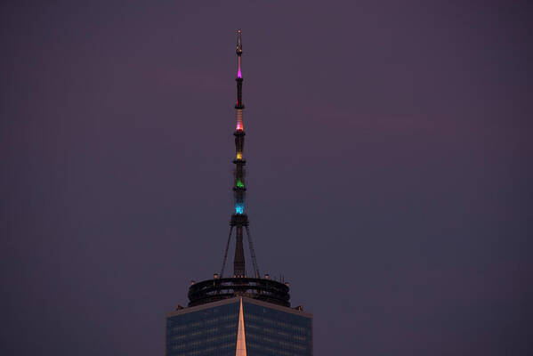 Freedom Tower Art Print featuring the photograph Freedowm Tower in Rainbow Colors by Alina Oswald