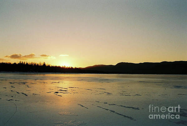 #juneau #alaska #ak #mendenhall #mendenhalllake #lake #winter #frozen #sunset #cold #vacation #peaceful Art Print featuring the photograph Frozen Sunset by Charles Vice