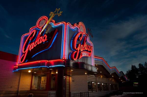 Galaxy Diner Art Print featuring the digital art Galaxy Diner Route 66 Arizona by Mark Valentine