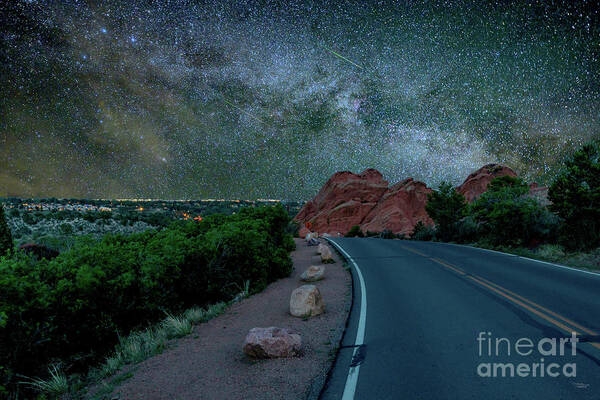 Milky Way Art Print featuring the photograph Garden Of Gods Road Milky Way Night by Jennifer White