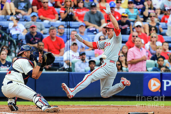 Atlanta Art Print featuring the photograph Gerald Laird and Chase Utley by Daniel Shirey