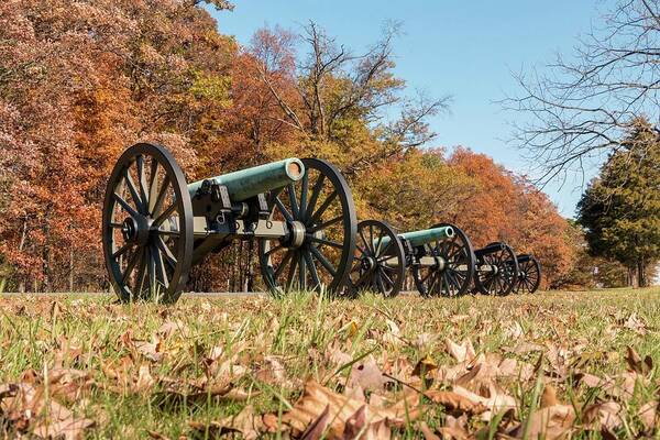 Autumn Art Print featuring the photograph Gettysburg - Cannons in a Row by Liza Eckardt