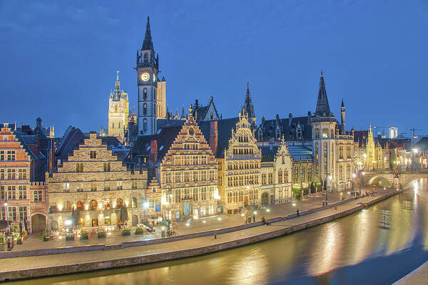 Ghent Art Print featuring the photograph Ghent at Night by Juergen Roth