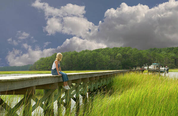 Girl In The Marsh Photo Art Print featuring the photograph Girl in the Marsh by Bob Pardue