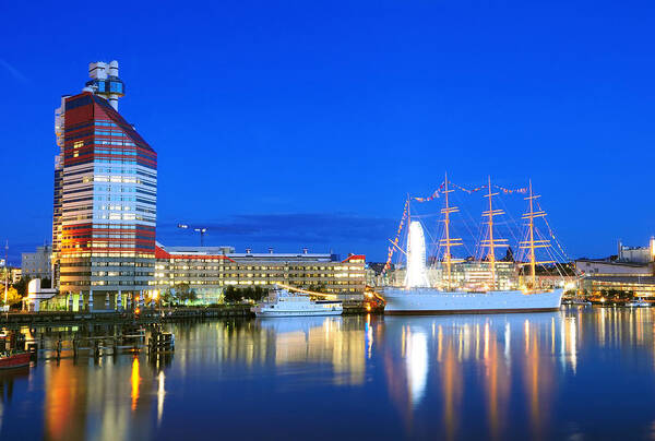 Blue Hour Art Print featuring the photograph Gothenburg in Night by Nevereverro