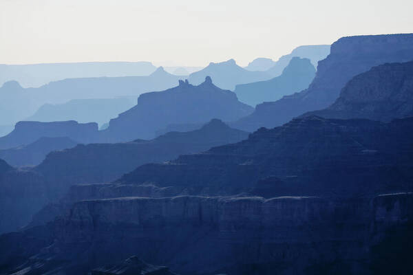 Grand Canyon Art Print featuring the photograph Grand Canyon blue silhouettes by Tatiana Travelways