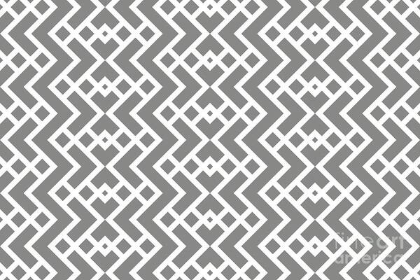 Grey Art Print featuring the digital art Gray and White Tessellation Line Pattern 25 Pairs 2022 Color of the Year Grey Suit 4004-2A by Petite Pattern - Minimal Graphic Designs