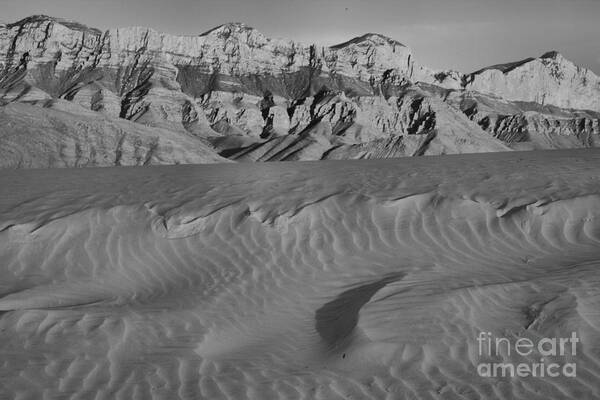 Guadalupe Art Print featuring the photograph Guadalupe Mountains Salt Basin Dunes Sunset Glow Black And White by Adam Jewell