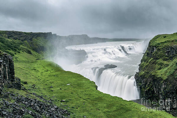Iceland Art Print featuring the photograph Gullfoss waterfall, Iceland by Delphimages Photo Creations