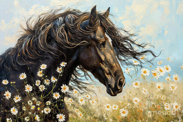 Horse Art Print featuring the painting Handsome Stallion by Tina LeCour