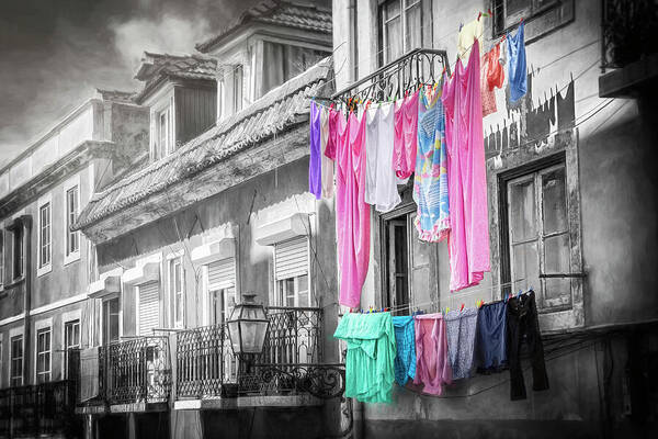 Lisbon Art Print featuring the photograph Hanging Laundry Lisbon Portugal by Carol Japp