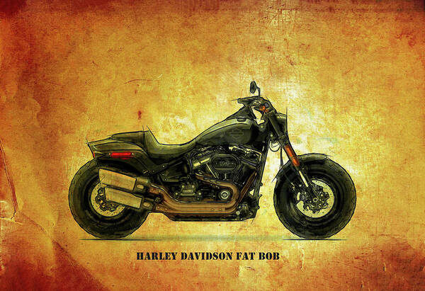 Harley Davidson Art Print featuring the digital art Harley Davidson Fat Bob by Roger Lighterness