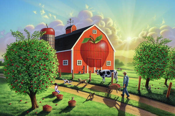 Farm Art Print featuring the mixed media Harvest Apple Spice by Jerry LoFaro