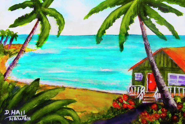 Hawaii Art Print featuring the painting Hawaii Tropical Beach Art Prints Painting #418 by Donald K Hall