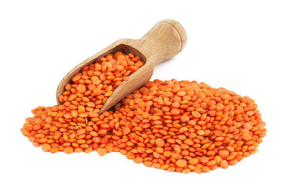 Breakfast Art Print featuring the photograph Heap Of Red Lentils by Vovashevchuk