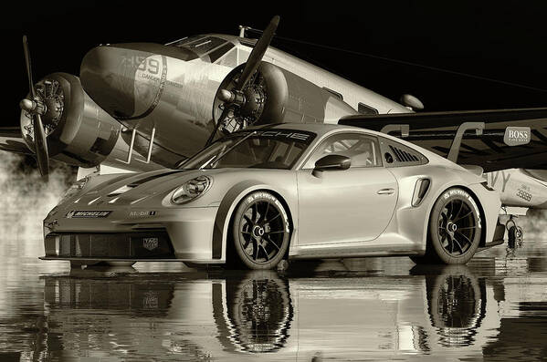 Porsche Art Print featuring the digital art High Performance Porsche 911GT 3 RS by Jan Keteleer
