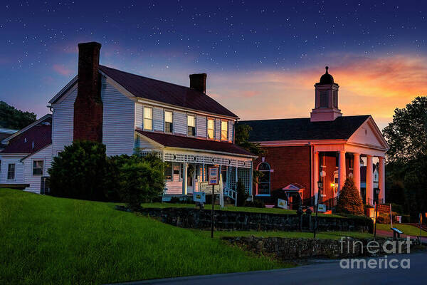 Sunset Art Print featuring the photograph Historic Blountville at Twilight by Shelia Hunt