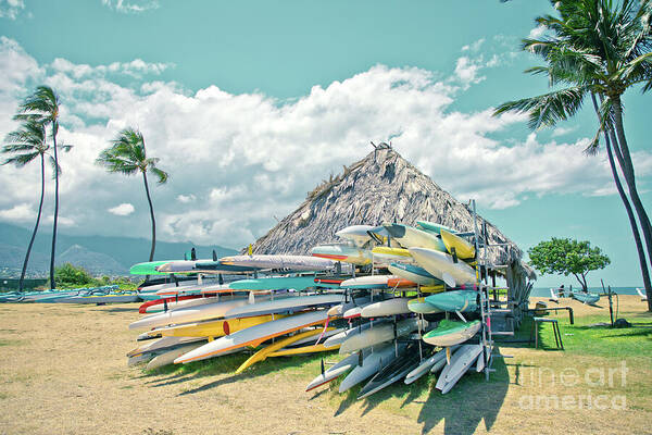 Beach Art Print featuring the photograph Hoaloha Beach Outrigger Canoe Hale Kahului Maui Hawaii by Sharon Mau