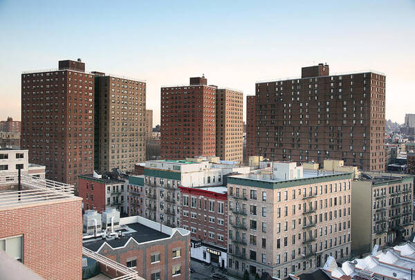 Ugliness Art Print featuring the photograph Housing Project In Harlem, High Angle View by Terraxplorer