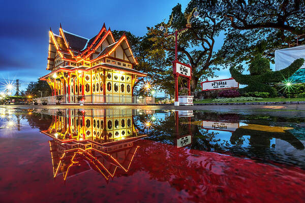 Tranquility Art Print featuring the photograph Huahin train station by Arthit Somsakul