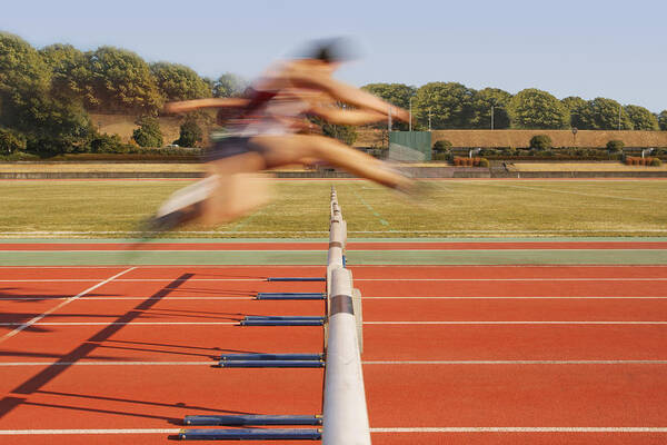 Young Men Art Print featuring the photograph Hurdlers Hurdling Hurdles by Takuya Matsunaga/Aflo