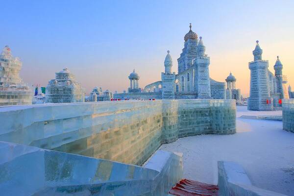 Chinese Culture Art Print featuring the photograph Ice castles in Harbin Ice and Snow wonderland by Sino Images