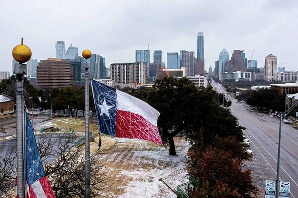 Ice-covered Texas Flag Over South Congress Art Print