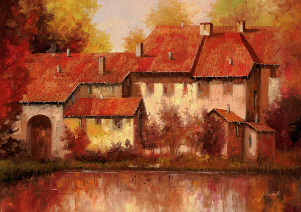 Landscape Art Print featuring the painting Il Borgo Rosso by Guido Borelli