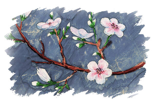 Cherry Blossoms Art Print featuring the painting Impulse Of Nature Watercolor Cherry Blossoms Free Brush Strokes IV by Irina Sztukowski
