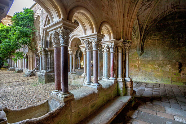Travel Art Print featuring the photograph In the Cloister of Abbaye Fontfroide by W Chris Fooshee