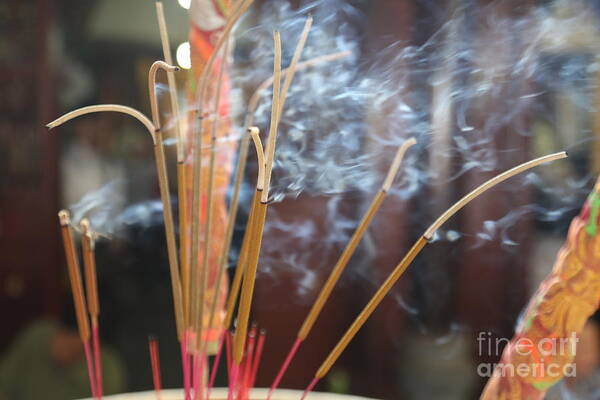 Incense Art Print featuring the photograph Incense Burning Asia by Chuck Kuhn