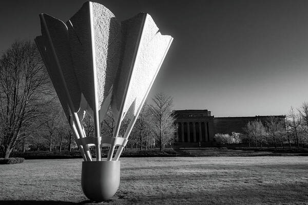 Infrared Shuttlecock Art Print featuring the photograph Infrared Shuttlecock - Kansas City Monochrome by Gregory Ballos
