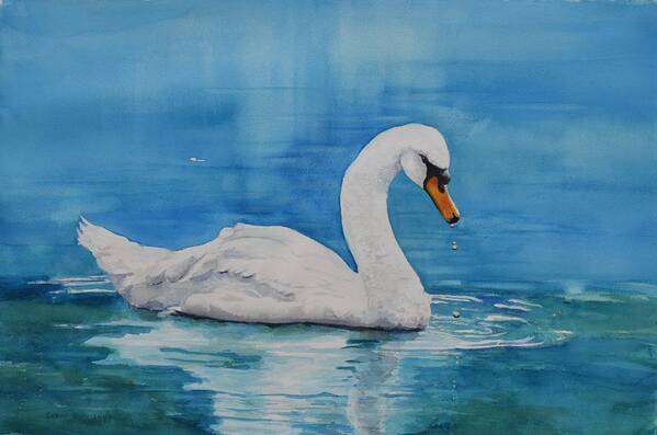 Swan Art Print featuring the painting Interlude by Celene Terry