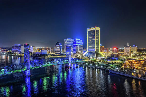 Downtown Art Print featuring the photograph Jacksonville at Night by Charles LeRette