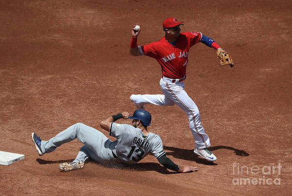 Double Play Art Print featuring the photograph Joey Gallo and Troy Tulowitzki by Tom Szczerbowski