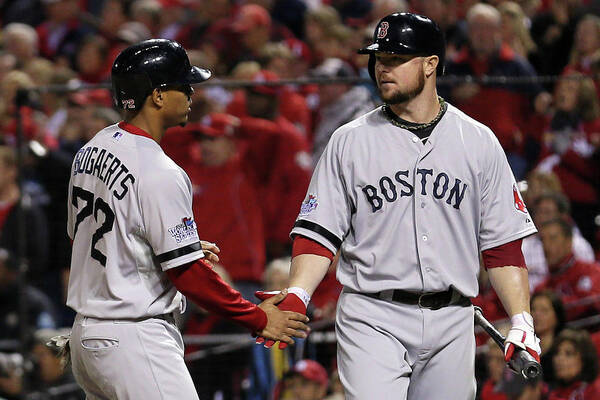 American League Baseball Art Print featuring the photograph Jon Lester and Xander Bogaerts by Rob Carr