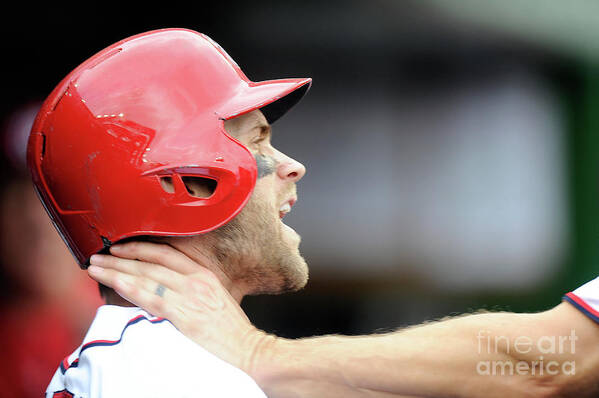 People Art Print featuring the photograph Jonathan Papelbon and Bryce Harper by Greg Fiume
