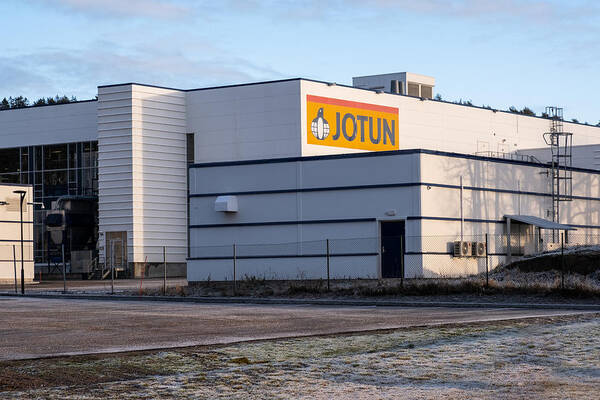 Norway Art Print featuring the photograph Jotun paint main factory in Sandefjord Norway by Finn Bjurvoll Hansen