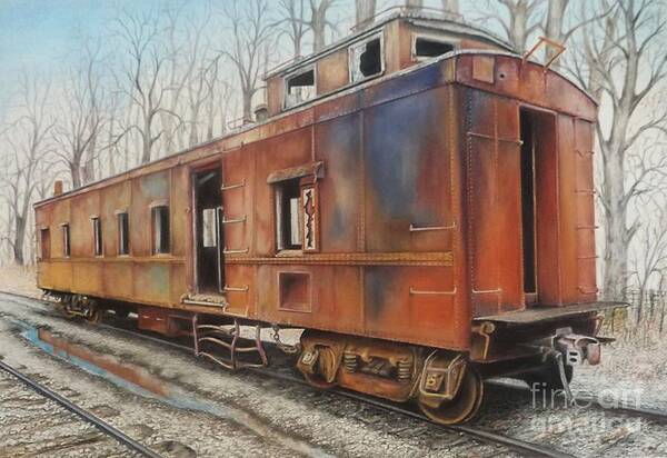 Caboose Art Print featuring the drawing Just Needs Buffing by David Neace