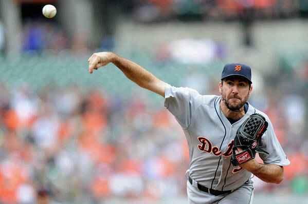 American League Baseball Art Print featuring the photograph Justin Verlander by Greg Fiume