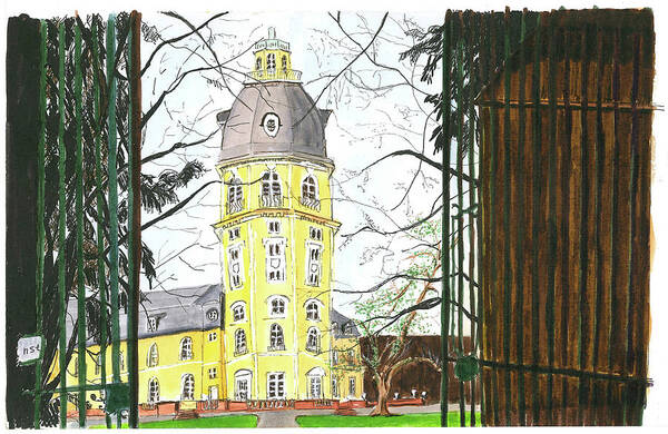 Karlsruhe Palace Art Print featuring the painting Karlsruhe Palace by Tracy Hutchinson