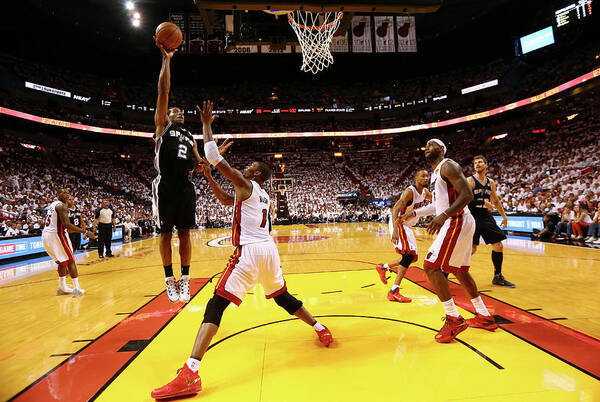 Playoffs Art Print featuring the photograph Kawhi Leonard and Chris Bosh by Andy Lyons