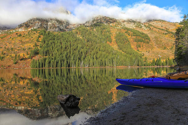 Kayaks On String Lake Art Print featuring the photograph Kayaks On String Lake by Dan Sproul