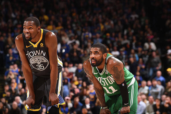 Kevin Durant Art Print featuring the photograph Kevin Durant and Kyrie Irving by Noah Graham