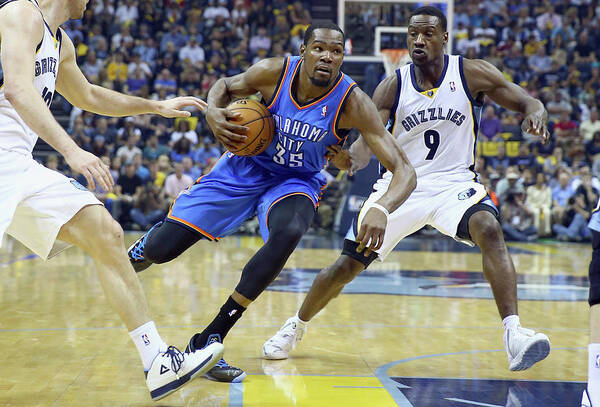 Playoffs Art Print featuring the photograph Kevin Durant and Tony Allen by Andy Lyons