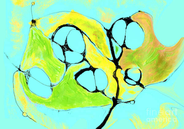 Abstract Art Print featuring the mixed media Apple Blossom Time by Zsanan Studio