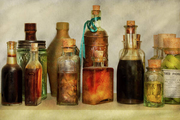 Ingredients Art Print featuring the photograph Kitchen - Ingredients - Pickles and bits by Mike Savad